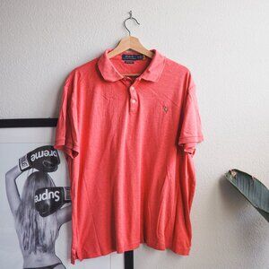 Polo Ralph Lauren Polo Shirt Men's Size XL Red Custom Slim Fit Flesh Pony Cotton